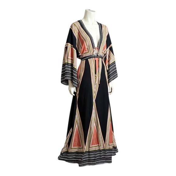 ONE CLOTHING CO boho maxi dress rayon plunge neckline bell sleeves women’s small - Picture 3 of 16